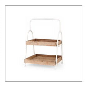 Alzata Metallo Bianco Con 2 Vassoi In Legno Cupido&Co.